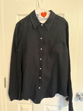 Women’s linen  Black Button-Down Shirt